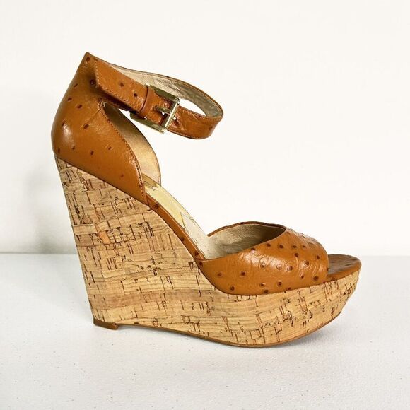 MICHAEL Michael Kors Ariana Ostrich Cork Wedge Sandals - Picture 1 of 6